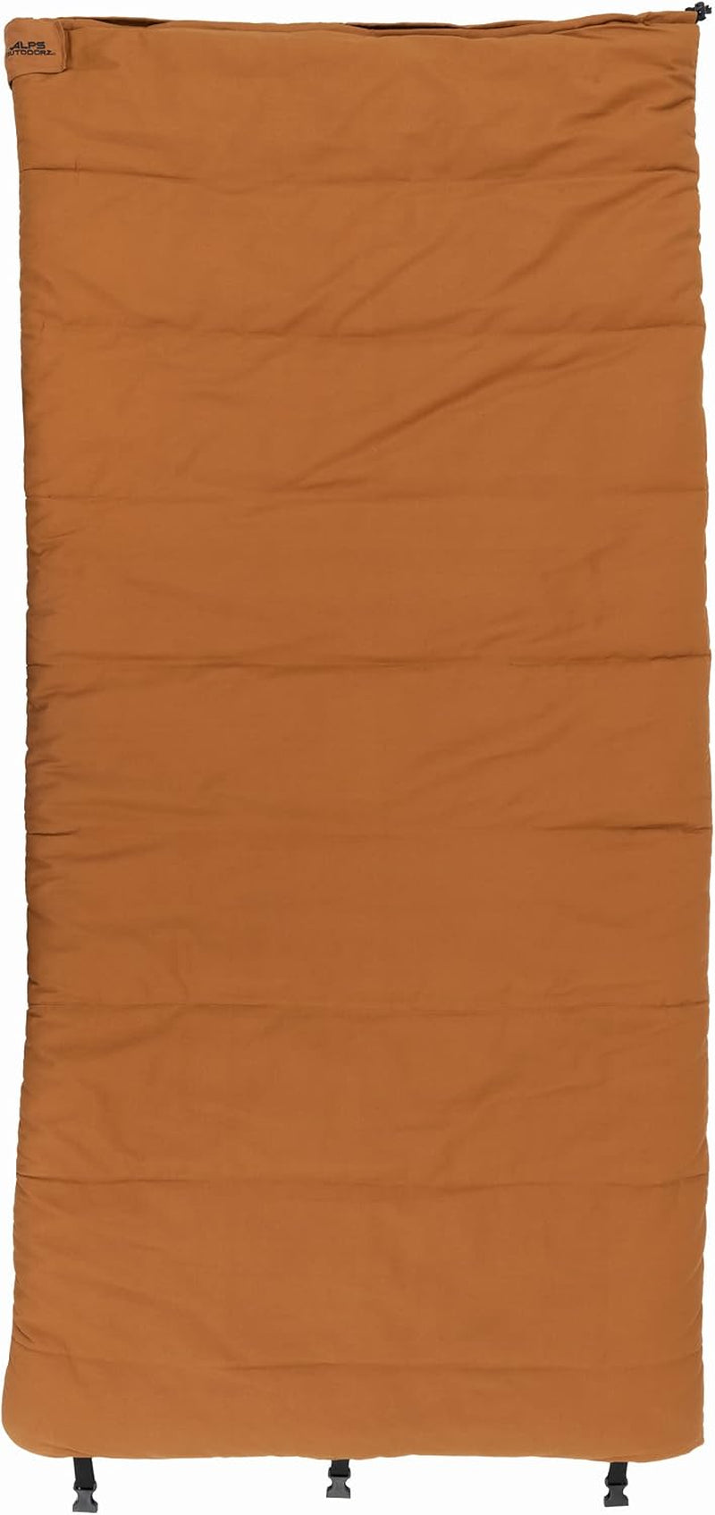 Redwood -10°F Flannel-Lined Sleeping Bag with Cotton Canvas Shell, Heavy-Duty Zippers, Oversized Rectangle Design, Cold Weather Camping & Hunting Gear