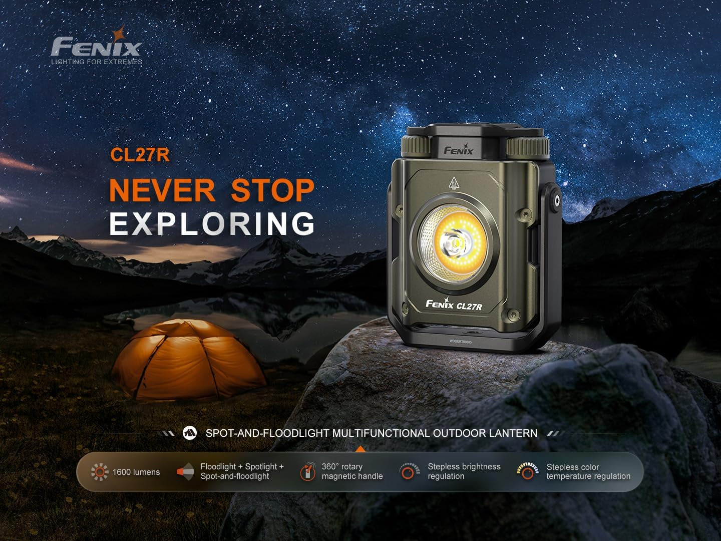 Fenix CL27R 1200 Lumen Rechargeable LED Compact Multi Functonal Lantern with EBR Accessory Box