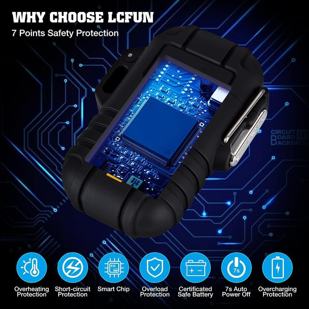 Waterproof Electric Lighter Windproof Dual Arc USB Rechargeable Flameless Plasma