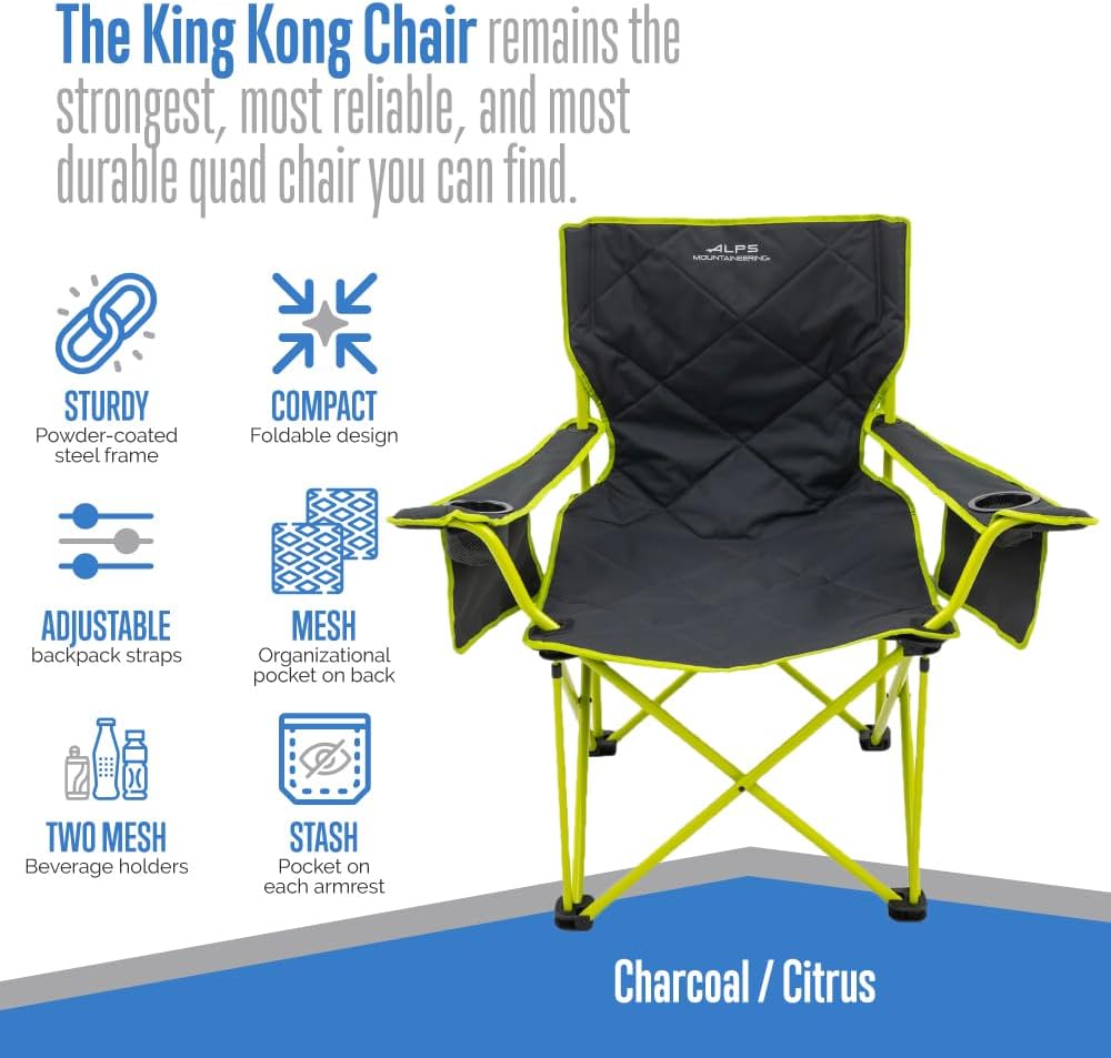 Ultimate King Kong Camping Chair for Adults - Heavy-Duty, Portable Design with Mesh Cup Holders and Extra Pockets for Maximum Comfort