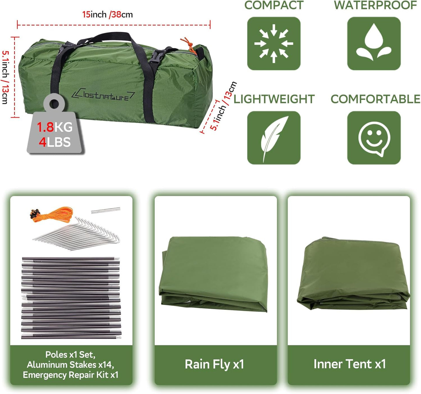 Ultimate 1-Person Ultralight Backpacking Tent | Easy Setup, Waterproof & Durable for All Seasons
