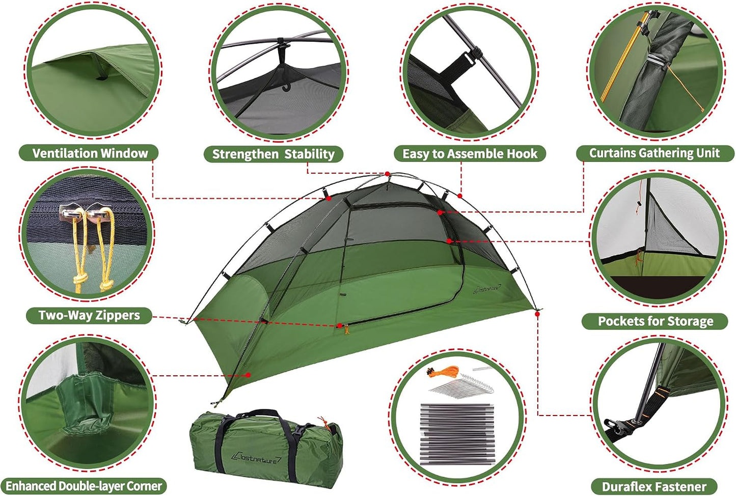 Ultimate 1-Person Ultralight Backpacking Tent | Easy Setup, Waterproof & Durable for All Seasons