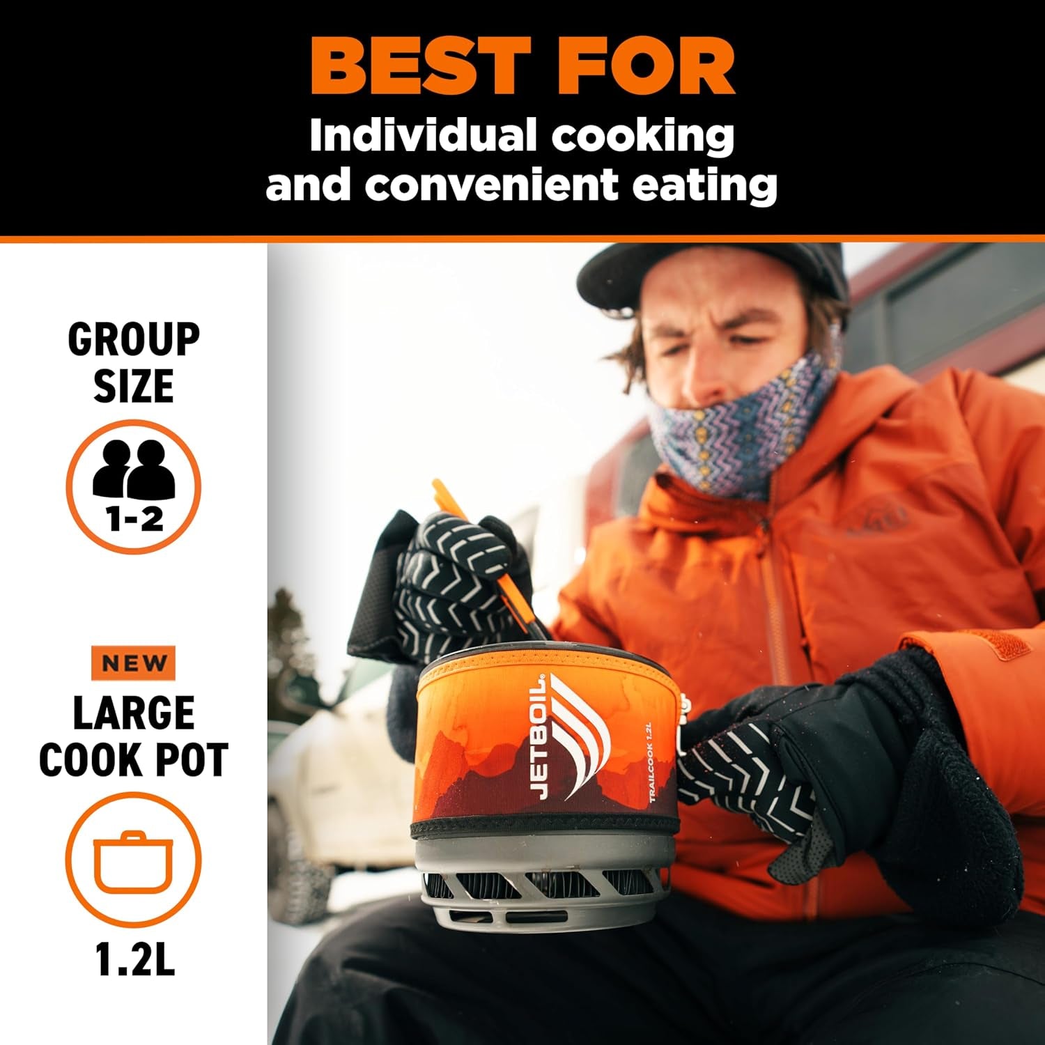 Jetboil Trailcook 1.2L Camping and Backpacking Stove Cooking System with Adjustable Heat Control, New for 2026