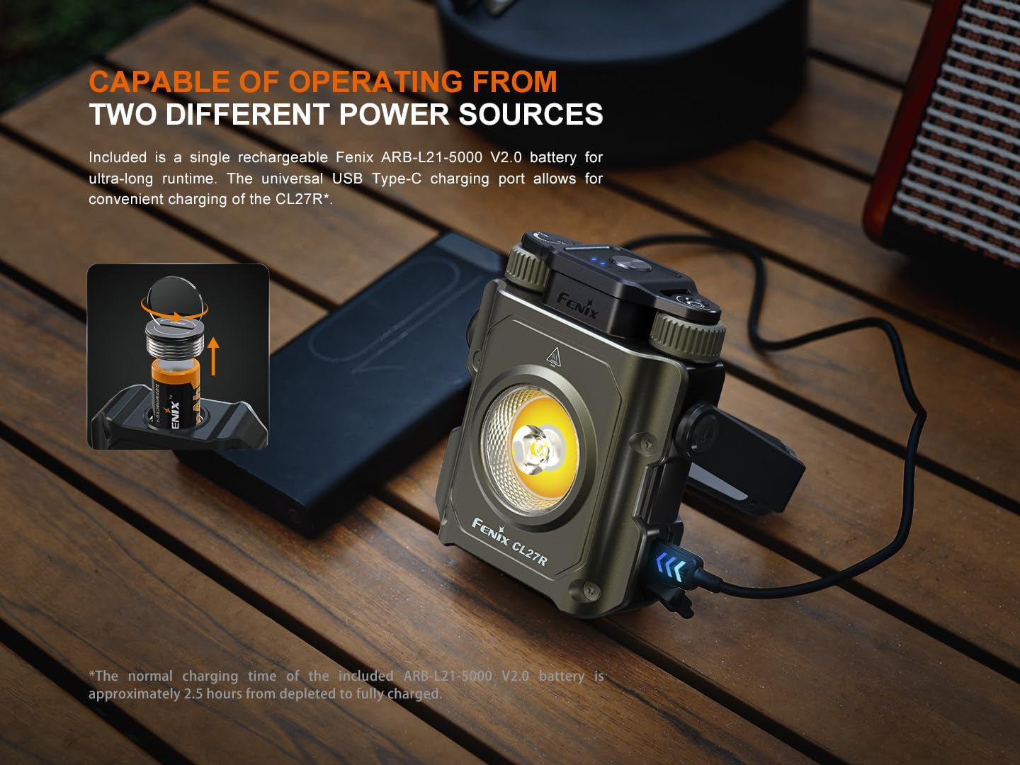 Fenix CL27R 1200 Lumen Rechargeable LED Compact Multi Functonal Lantern with EBR Accessory Box