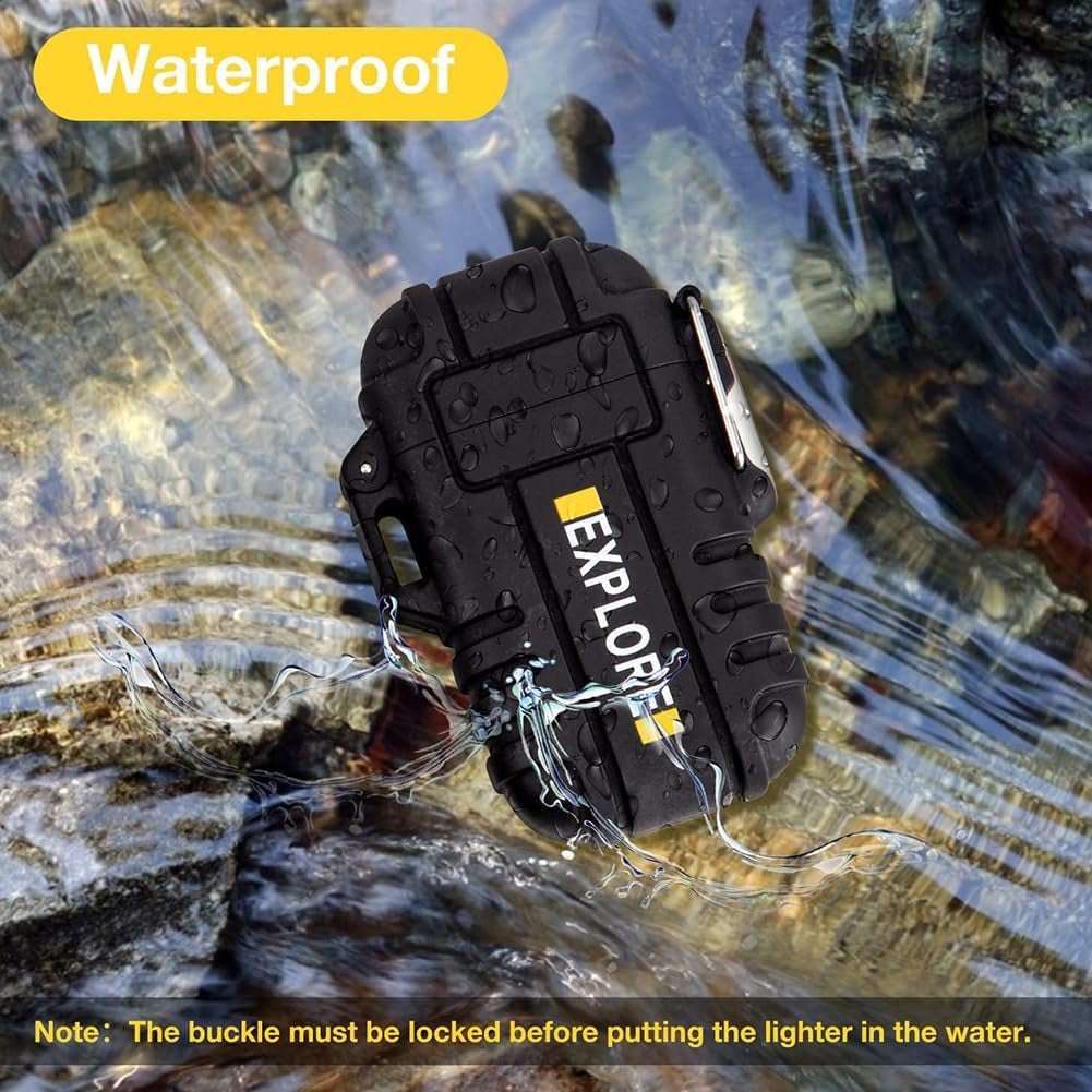Waterproof Electric Lighter Windproof Dual Arc USB Rechargeable Flameless Plasma